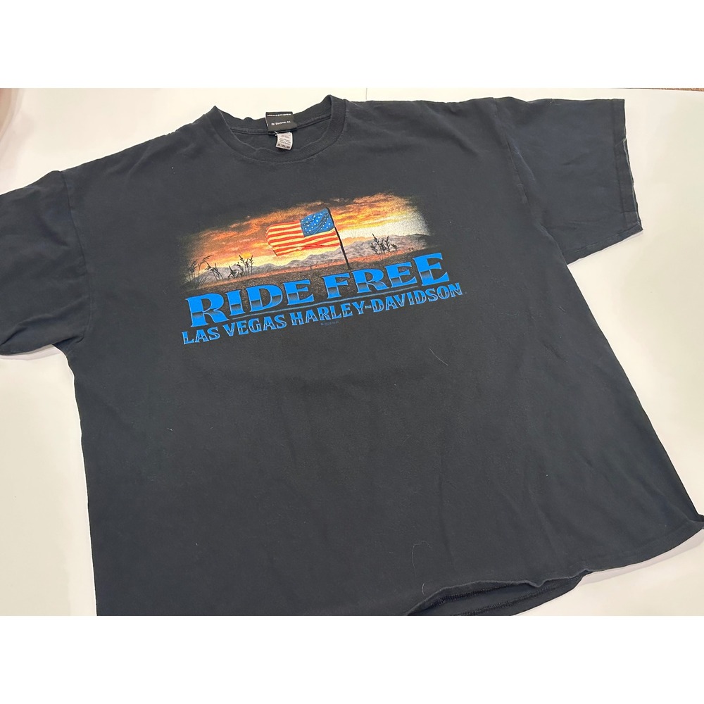 Harley Davidson Las Vegas Ride Free T Shirt Men's Black Graphic Tee‎